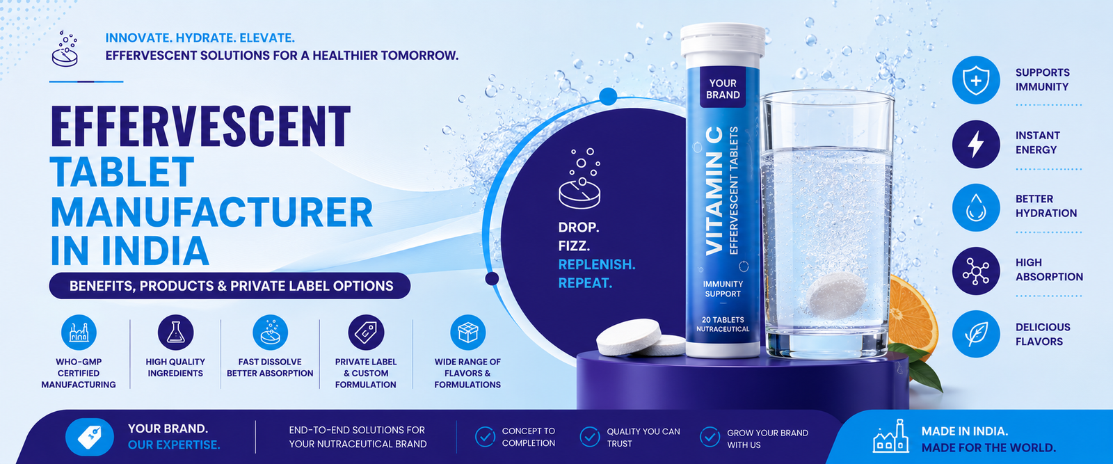 Effervescent Tablet Third Party, Private Label, Contract & OEM ODM Manufacturer in India